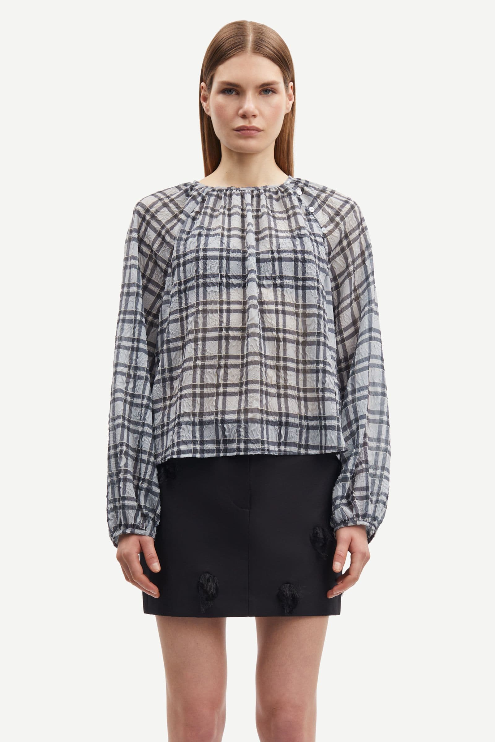 Savira blouse 15462 Blue Iron Check