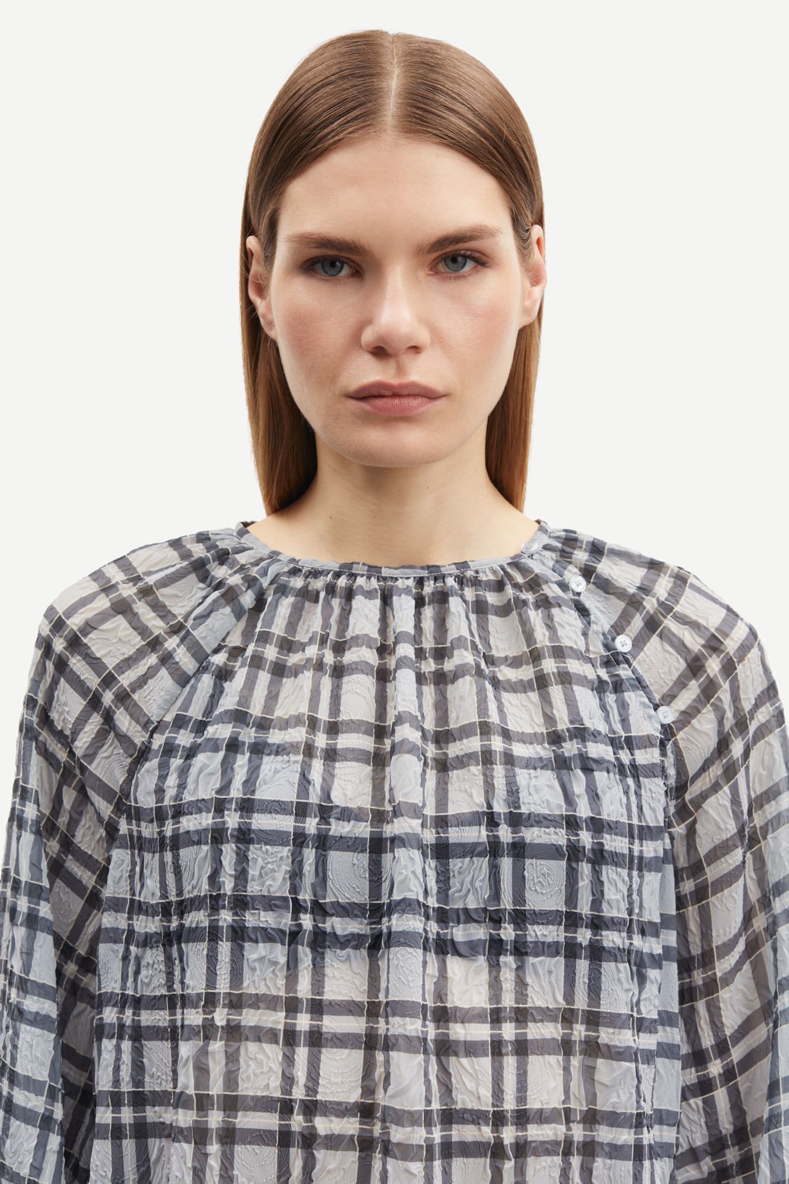 Savira blouse 15462 Blue Iron Check