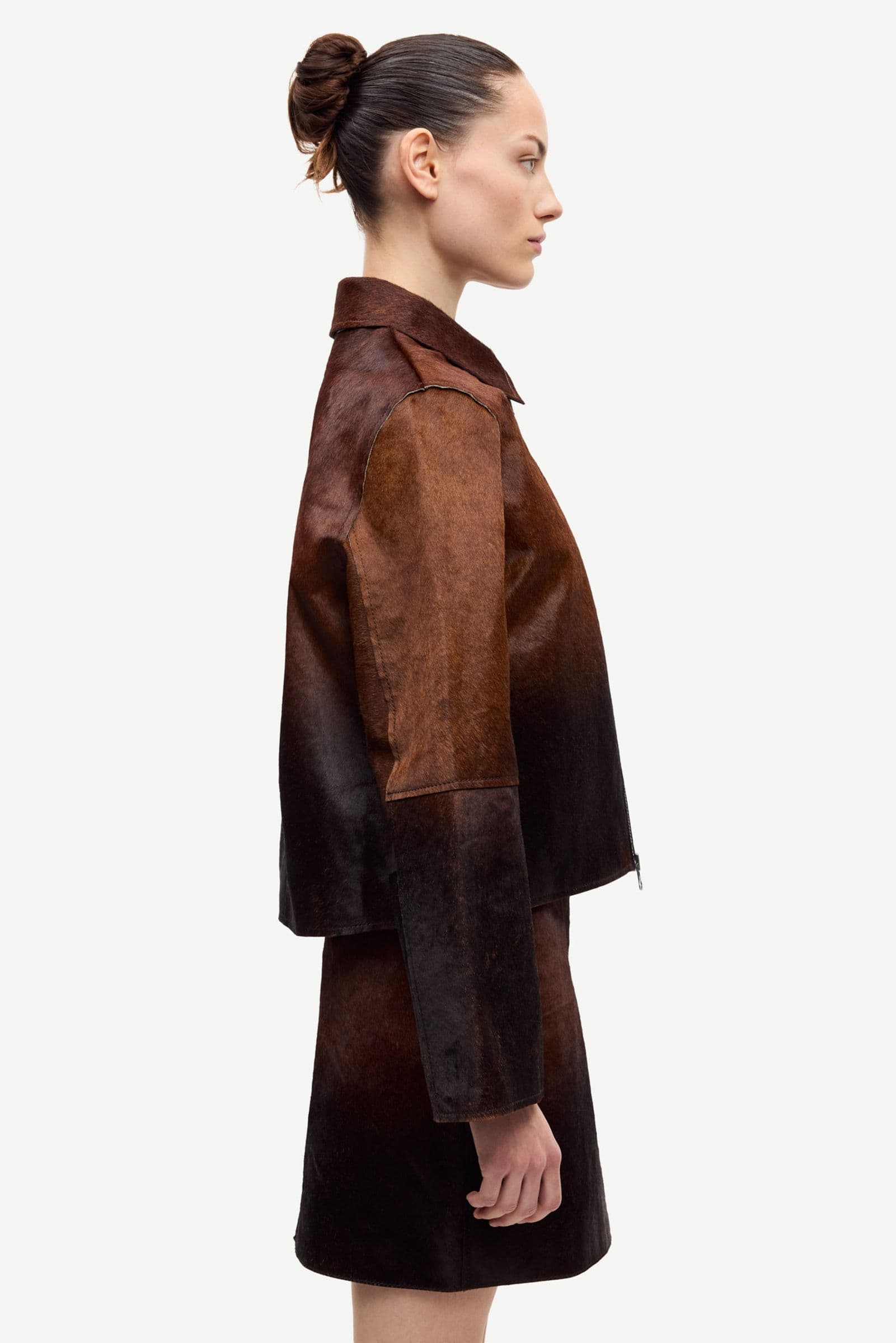 Salylo leather jacket 15374 Dark brown Dip-dye