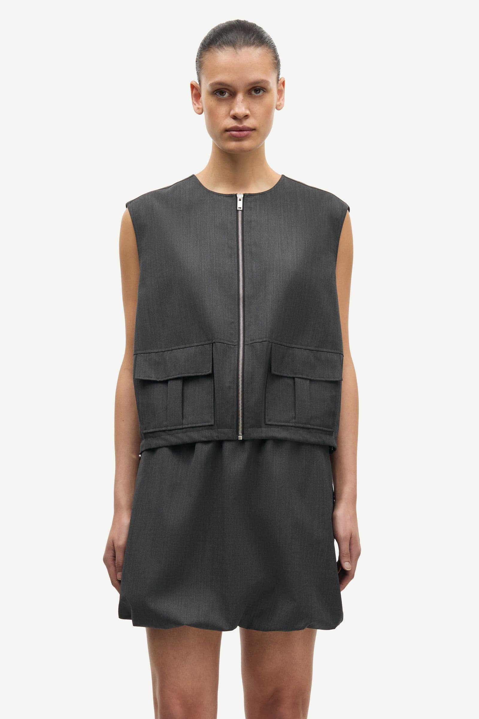 Sakelly vest 15449 Dark grey mel.