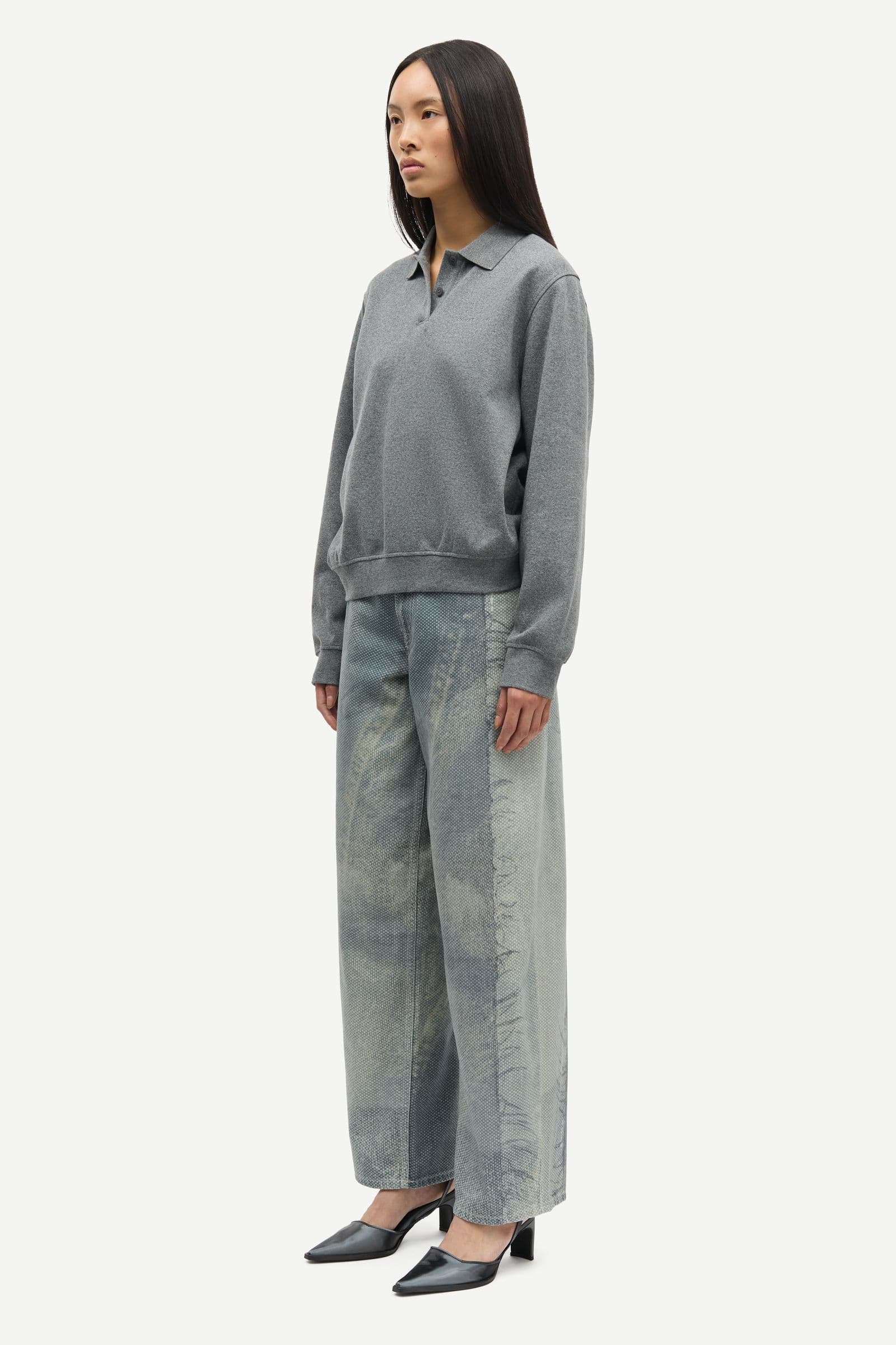 Sadory ls polo 15512 Mid Grey Mel.