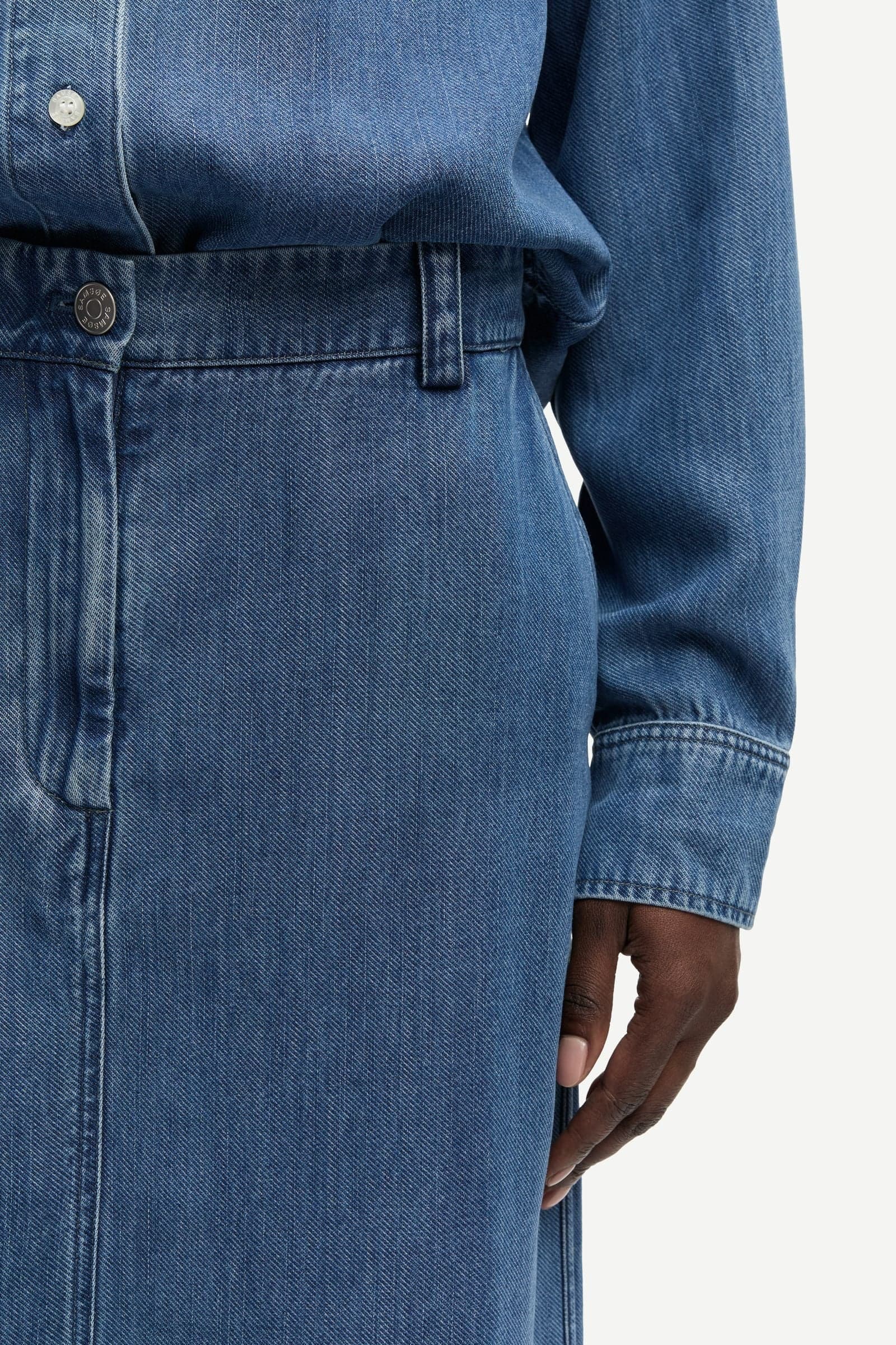 Satove skirt 15645 Medium denim blue