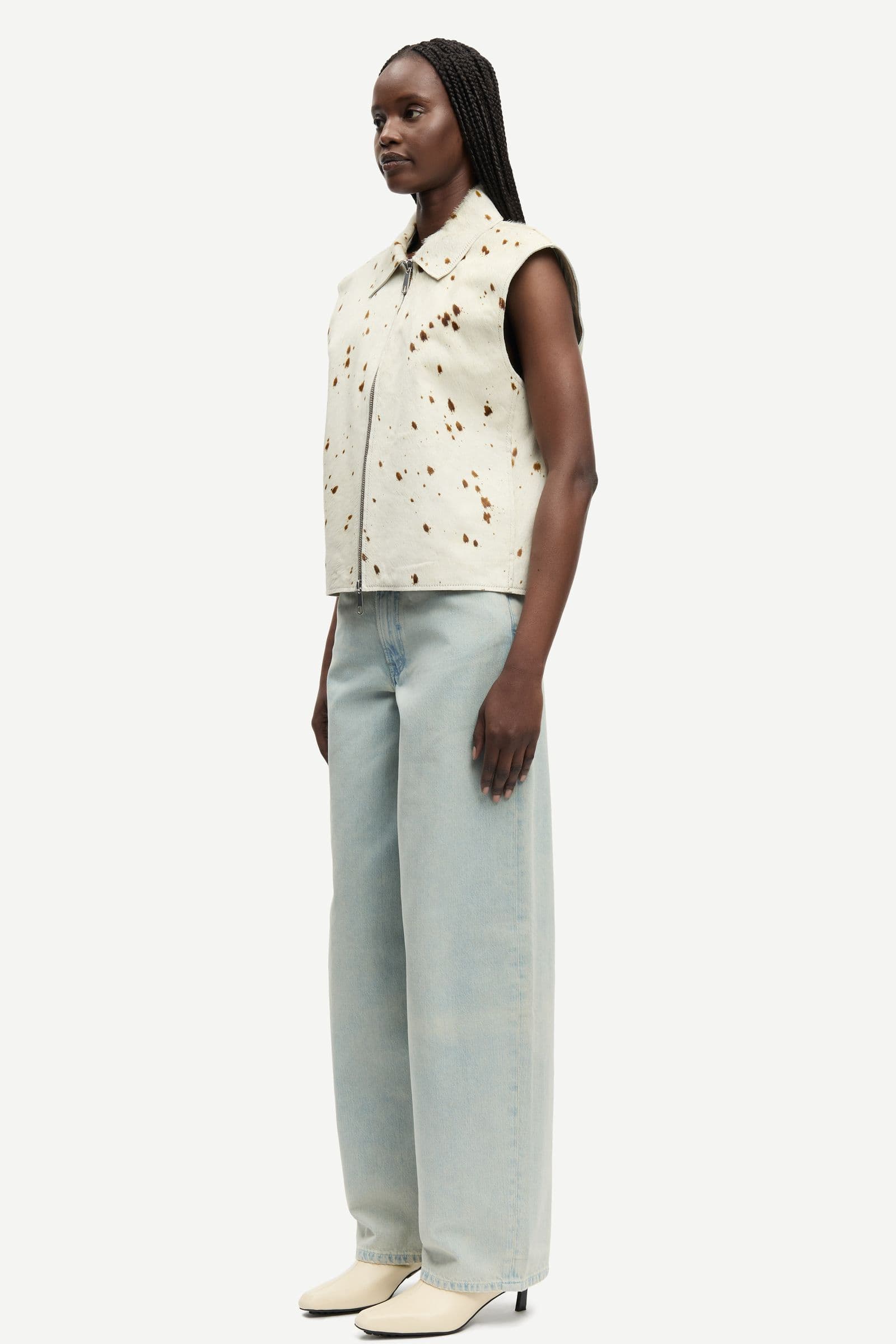 Salylo leather vest 15374 Stray Dott