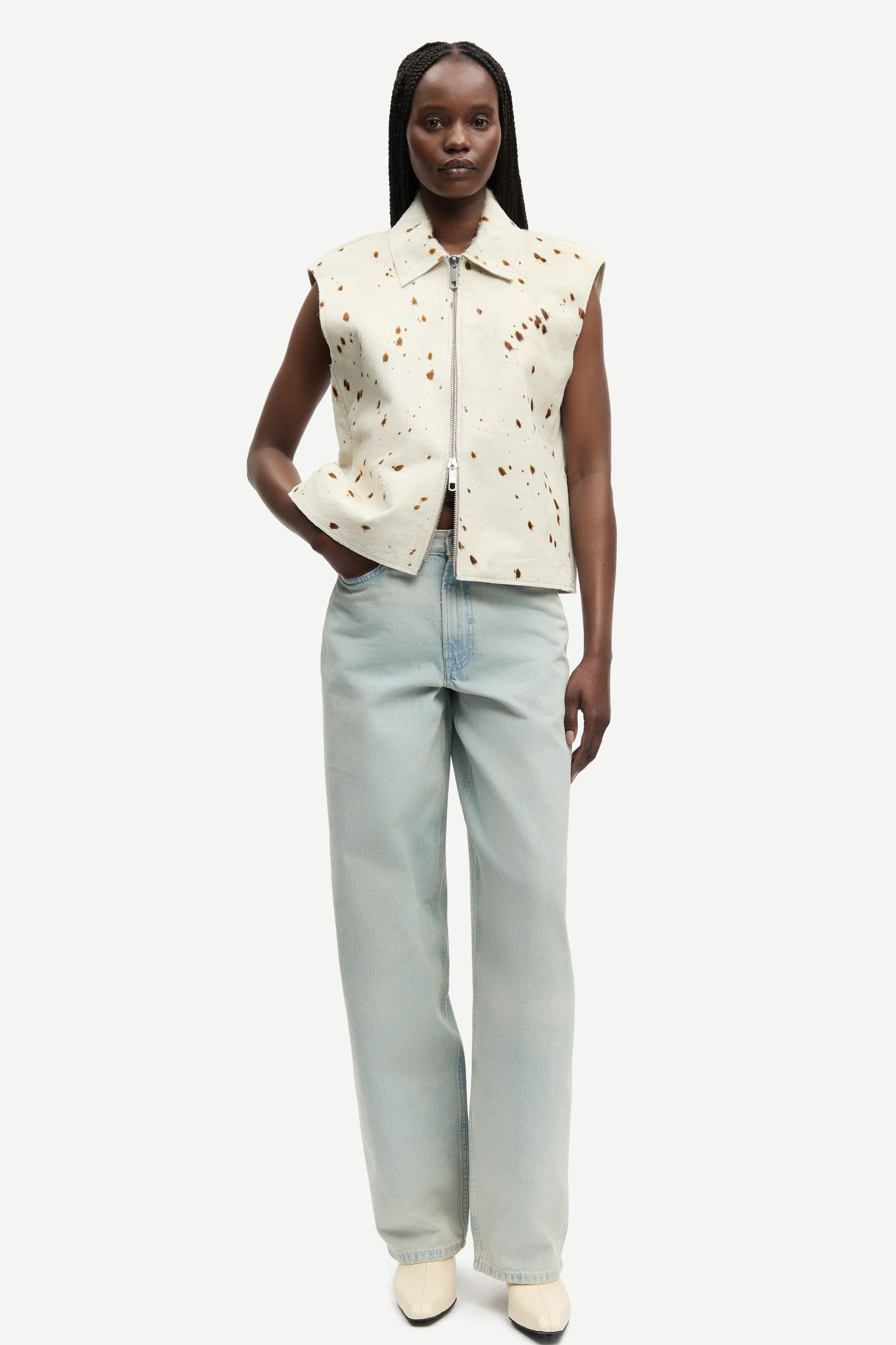 Salylo leather vest 15374 Stray Dott