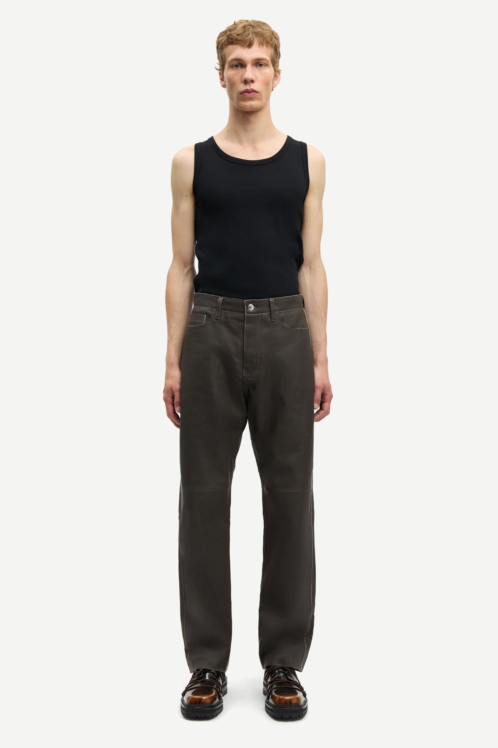 Saeddie leather trousers 16022 Black Olive