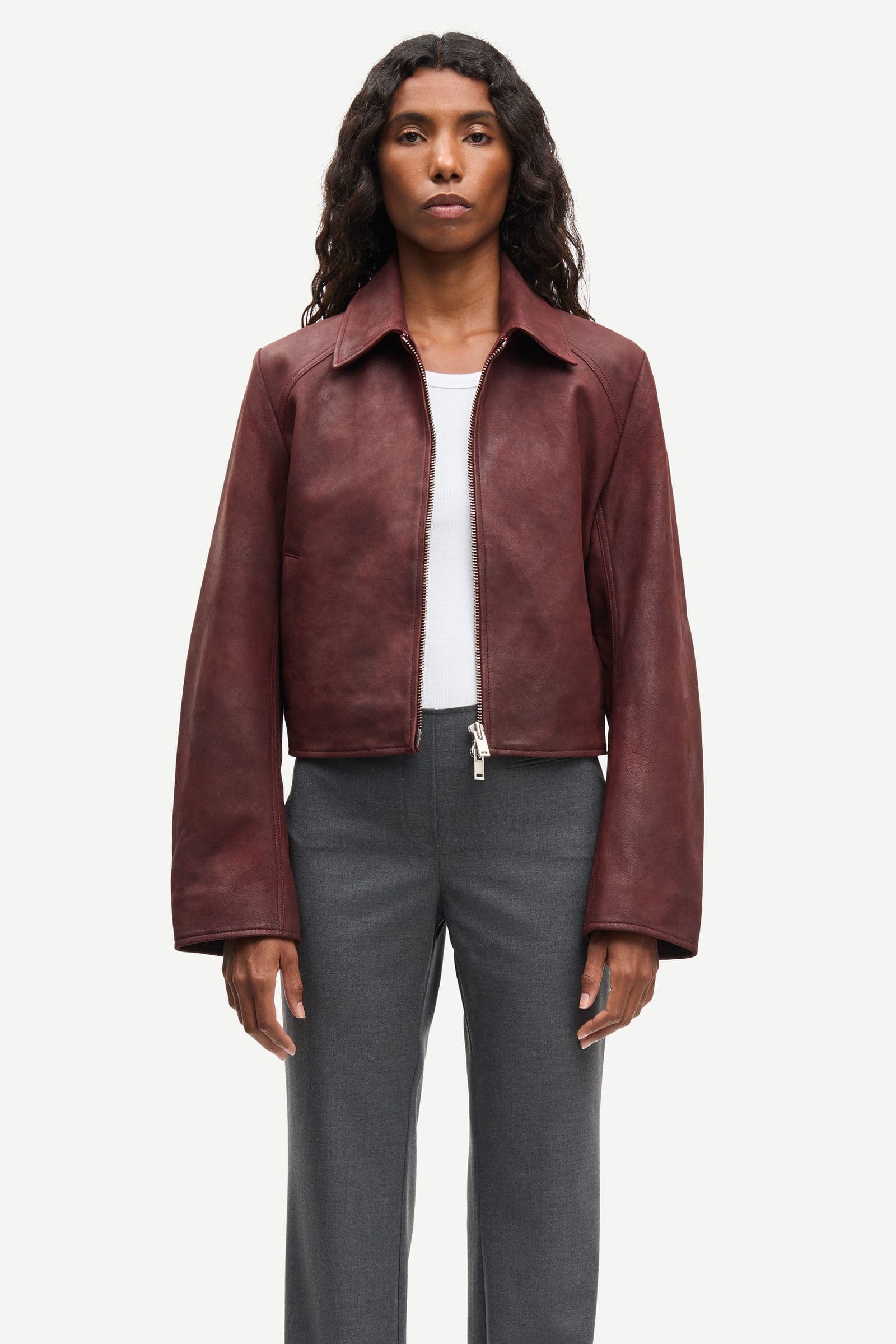Sashiva leather jacket 16053 Fudge