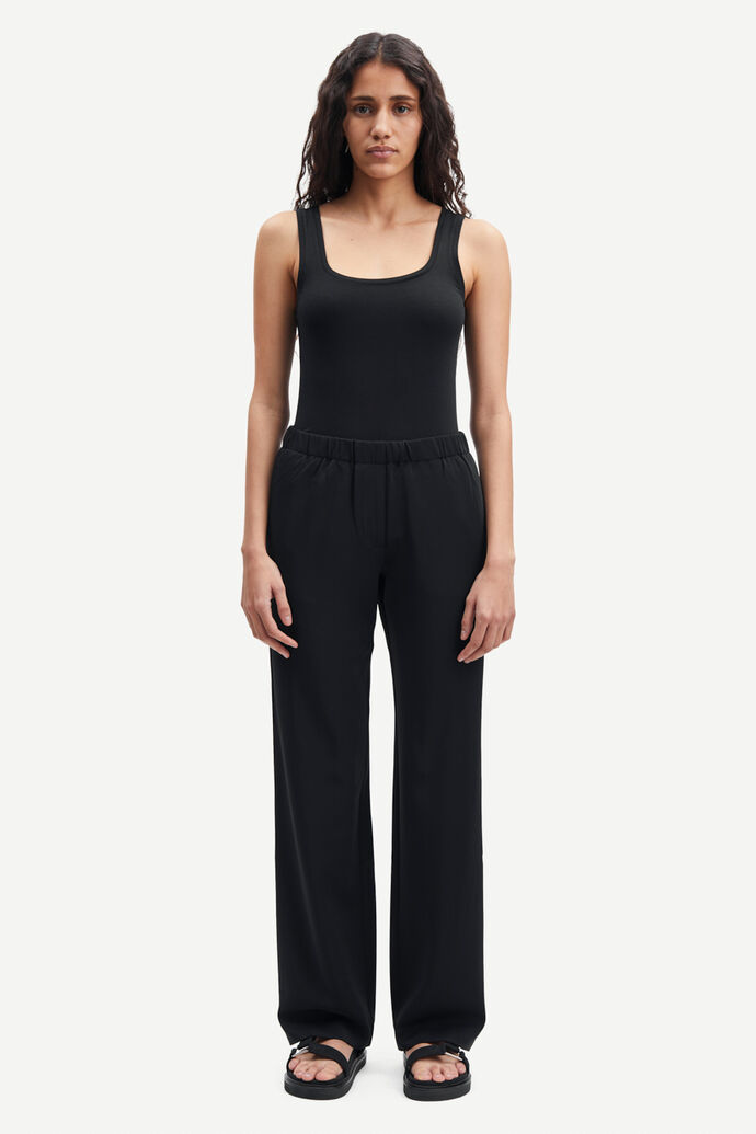 Jet Black Wide Leg Leather Pant – Offduty India